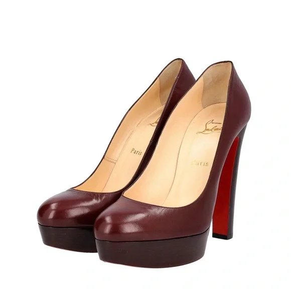 Christian Louboutin Leather Bibi Platform Pumps Bordeaux size 41.5 - Picture 3 of 16